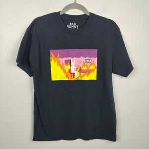 Bad Bunny 2019 100pre Tour T-Shirt Medium‎ Concert Latin Fire Graphic Tee